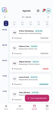 Agenda da nutricionista no app para Android